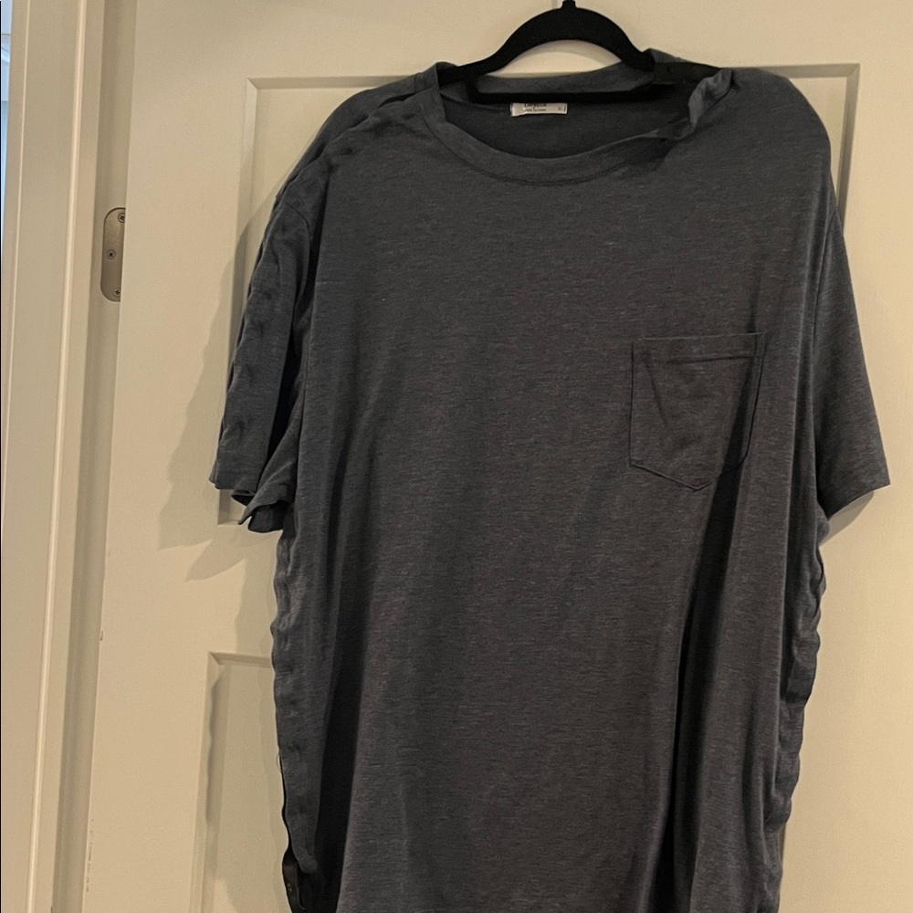 Classic Gray Men's Short Sleeve Tee Medical Tee Shirt. Unbuttons all the way